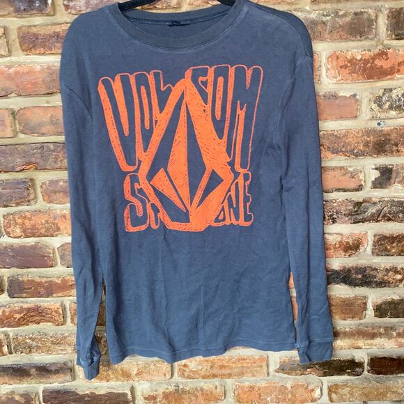 Volcom Gray Orange Graphic Thermal Long Sleeve Top Men's Size Medium - Picture 1 of 3